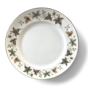 Wentworth Imperial Hawthorne Plate 6.25" White Green Brown Leaf Gold Rim